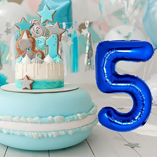 Miniatura 10 de Globo gigante de 40 pulgadas, color azul marino del número 3, globos de aluminio de Mylar con helio para fiestas de cumpleaños, decoraciones de