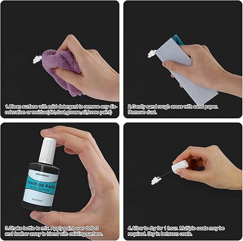 Miniatura 5 de NADAMOO Pintura de retoque multisuperficie negra, pintura interior y exterior para gabinetes, paredes, puertas, muebles, ventanas, obturador y