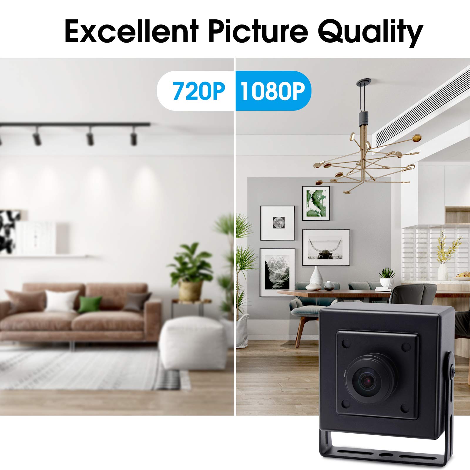 Svpro Full HD 1080P Low Light Kamera USB Kamera mit Aluminiumgehäuse, IMX323 Sensor Mini USB Webkamera 2MP H.264 USB Webcam mit integriertem digitalen Mikrofon für PC oder Embedded-Projekt