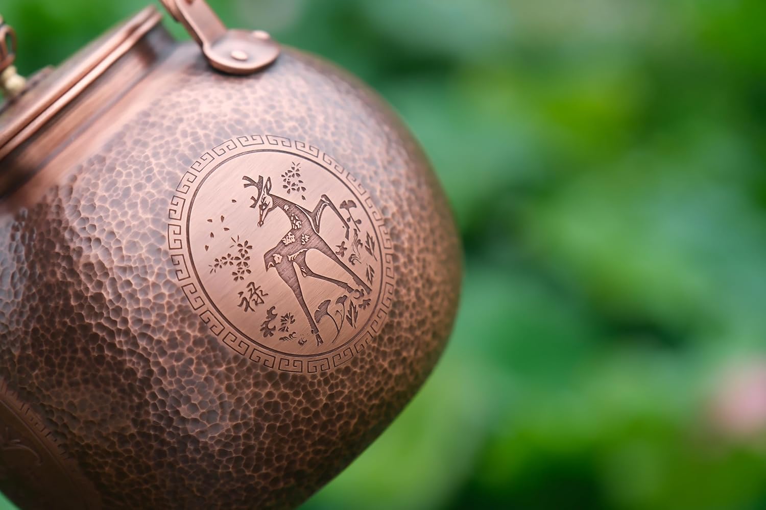 Handmade Round Small Hammer Copper Teapot Kettle Stovetop Teapot 1.5mm Thick Pure Copper Handmade, 1200 ml - 1.71bl