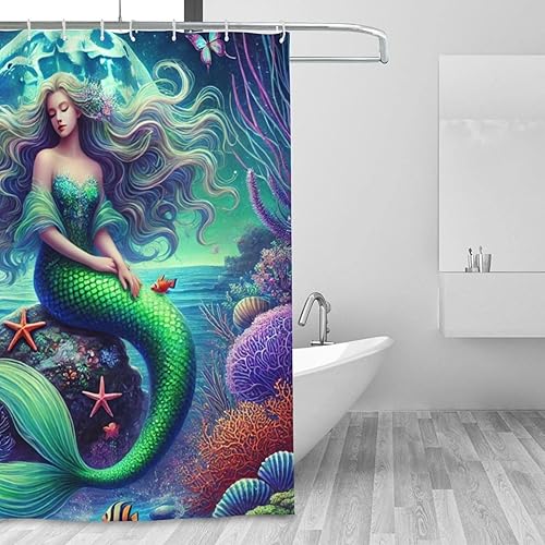 Miniatura 10 de Cortina de ducha bohemia con diseño botánico abstracto de hojas de palmera negra, tela de poliéster, impermeable, de mediados de siglo, con ganchos,