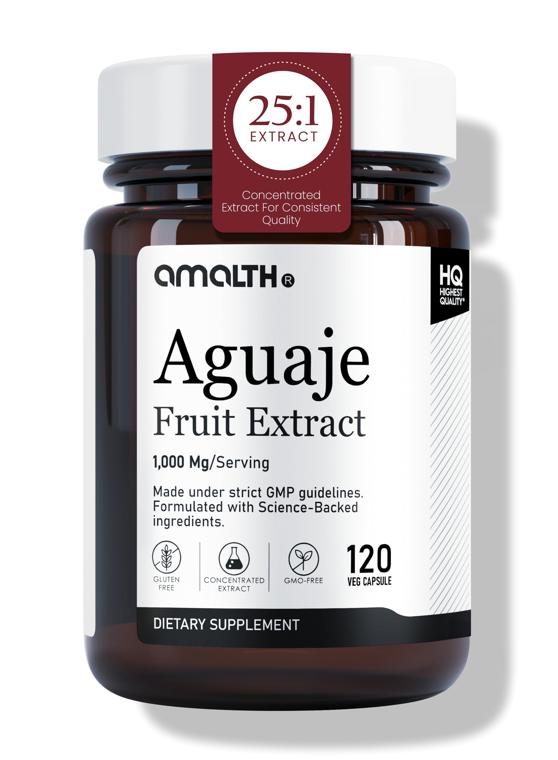 Amalth Aguaje Curves Capsule for Women 1000 mg- Extra Strength from Peru Natural Supplements- 120 Capsules Non- GMO Premium Quality Pills