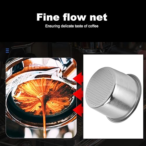 Miniatura 4 de Filtro de máquina de café de acero inoxidable, cesta de filtro poroso no presurizada de una sola capa de 2.008 in, cesta de filtro de espresso para