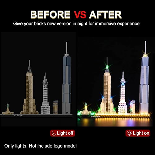 Miniatura 4 de Kit de luz LED para el modelo de bloques de construcción de la ciudad de Nueva York, juego de luces compatible con Lego 21028 - Ilumina tu modelo de