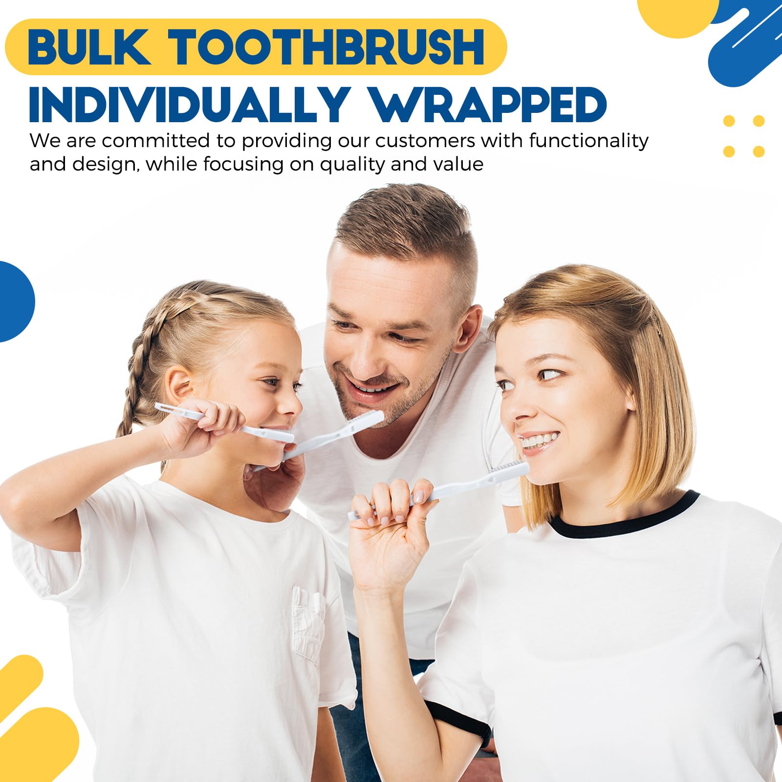 Baderke 300 spazzolini da denti confezionati singolarmente, monouso, manuale, usa e getta, con setole morbide, spazzolino da denti da viaggio, per donne, uomini, adulti, senzatetto, hotel (bianco)