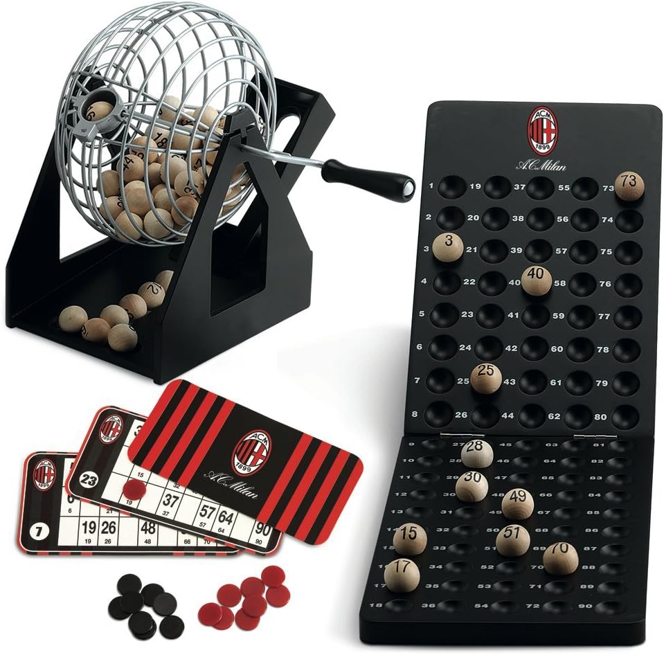 Juego AC Milan Bingo Lottery Game Set incl. Cage, 90 Balls & Board - Black