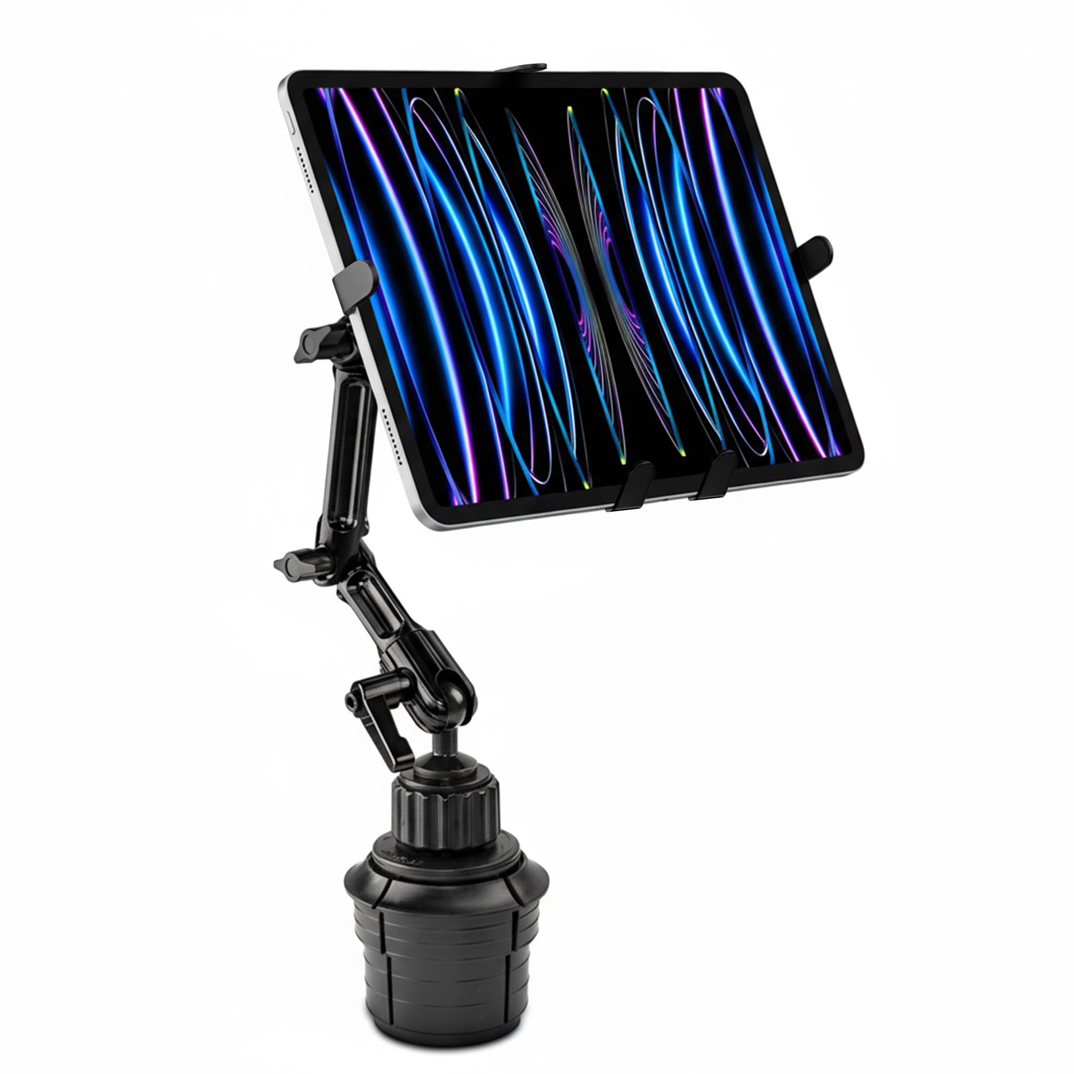 Mount-It! Premium Cup Holder Tablet Mount Fits Vehicle Cupholders 2.75"–3.5" in Diameter, Adjustable Tray for 7"–11" Tablets, Heavy-Duty Aluminum Arm,