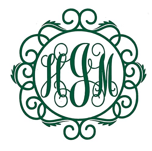 Custom Initial Monogram Vinyl Decal Bumper Sticker - Wire Circle Design