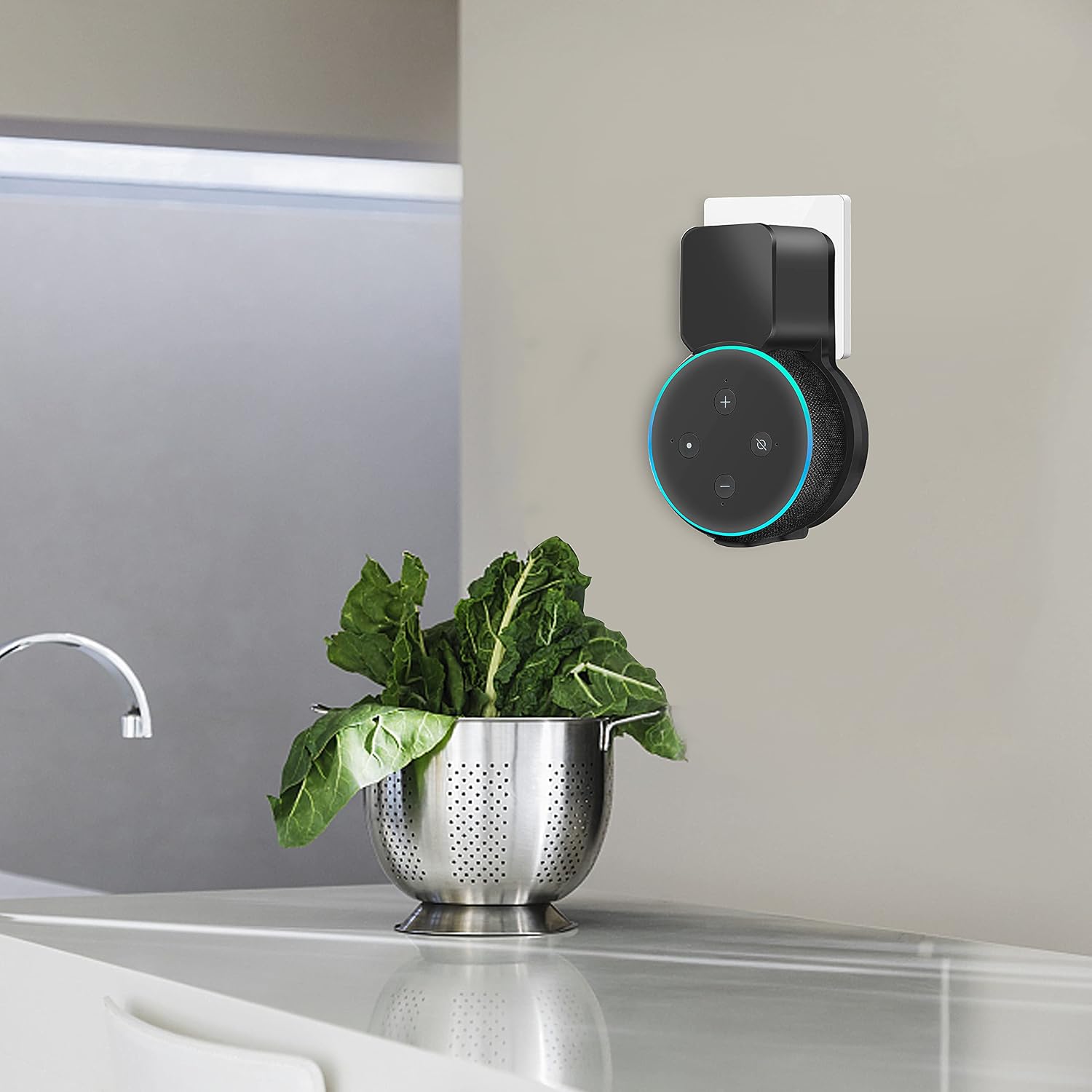 Costyleen Echo Dot Wall Mount Holder for 3rd Generation, Space Saving Accessories Smart Home Speakers, Clever Echo Dot(3rd Gen) Accessories with Built-in Cable Management Without Messy Wires-Black