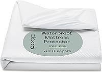 Vista 1 de Cubierta protectora de colchón CoopHomeGoods, de viscosa derivada del bambú, impermeable, hipoalergénica, blanco