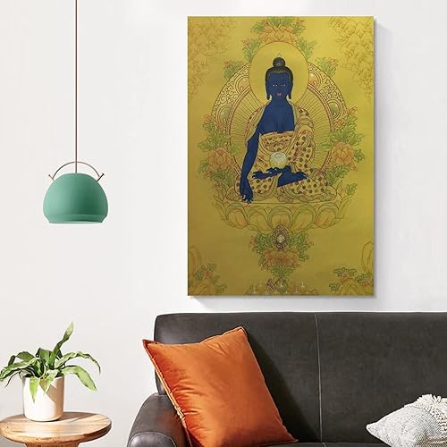 Miniatura 4 de Pintura de Buda de medicina, póster Thangka Thangka, póster de arte de pared, lienzo para regalo, impresiones de sala de estar, decoración de