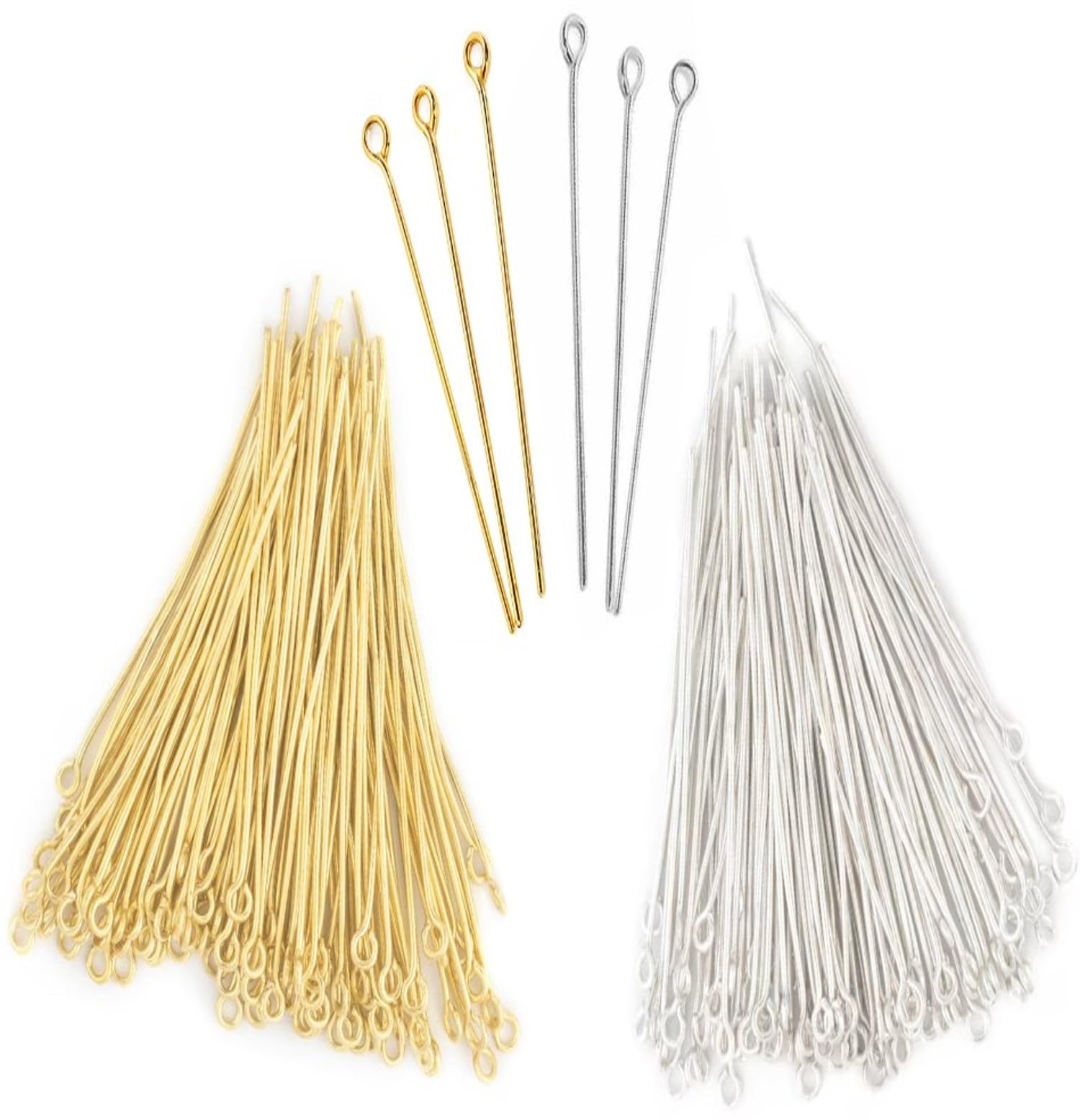 Eye Pins for Jewellery Making | 100 pcs Gold & Silver Mix Colour | Metal Pins for Earrings | Beading & DIY Craft Supplies with Storage Box (50 Gold + 50 Silver)-picture-15
