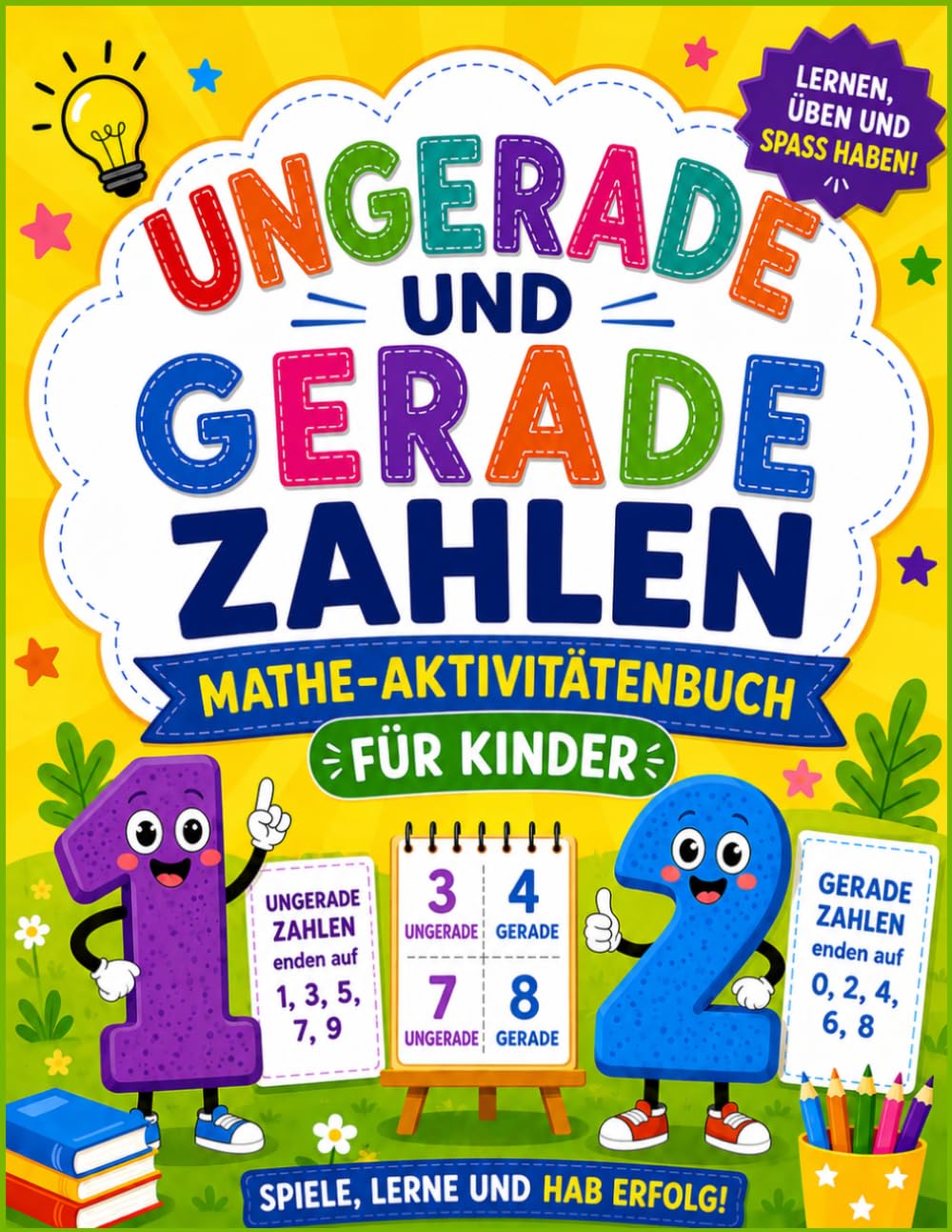 Mathe-Mitmachbuch Gerade und ungerade Zahlen für Kinder: Interaktives Mathe-Training für Kinder, Gerade und ungerade Zahlen mit Spaß lernen | Mal-Arbeitsblätter für die 1.–6. Klasse | Mathe-Spiele
