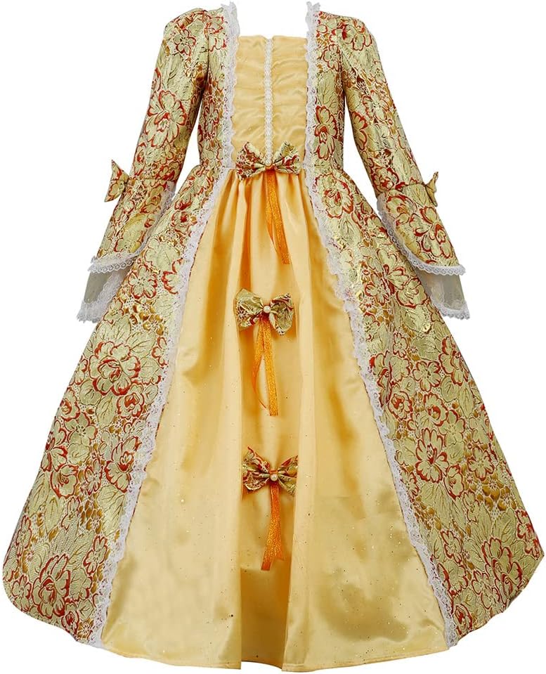 Plus Size Girls Historical Victorian Dress Kids Birthday Prom Ball Gowns for Child Theater Clothing
