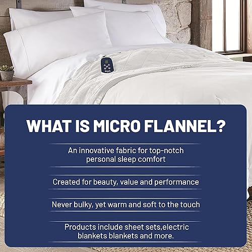 Miniatura 8 de Thermee Manta térmica de micro franela ultra terciopelo, manta eléctrica de 10 ajustes, tamaño matrimonial, manta de calefacción programable, manta