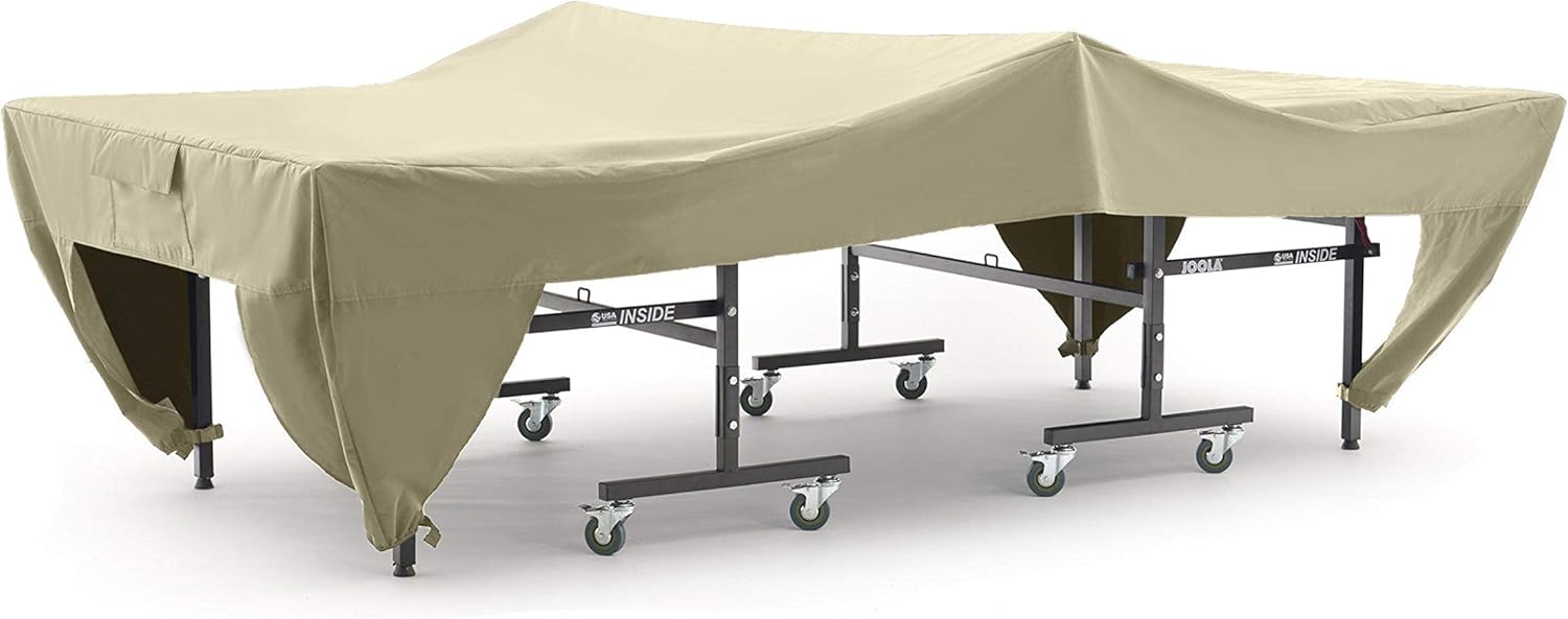 Covermates Ping Pong Table Cover – Water Resistant Polyester, Adjustable Buckle Straps, Double Stitched Seams, Outdoor Living Covers, 110W x 60D x 30H, Khaki