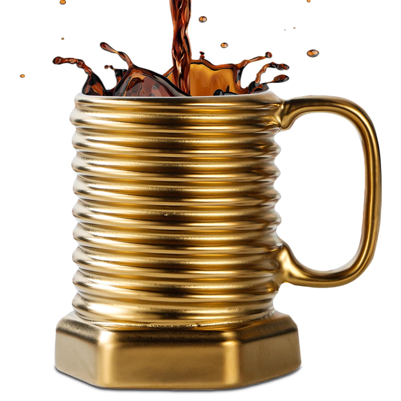 ZONSUSE Lustiger Bolzen Kaffeebecher, 3D Schrauben Tasse aus Keramik, Kreativer Industrie Mechanical Design Becher, Originelle Geschenke für Männe, Kollegen, Ingenieure, 380 ml (Gold Bolzen)