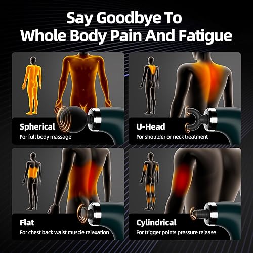 Miniatura 7 de Pistola de masaje con mango de extensión mejorado, pistola de masaje de espalda de tejido profundo, masajeador de espalda para aliviar el dolor de