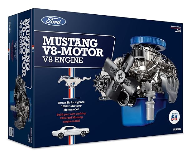 Franzis 1965 Ford Mustang K-Code 289 V8 Engine Model Kit with Collector's Book - Updated 2023 Version