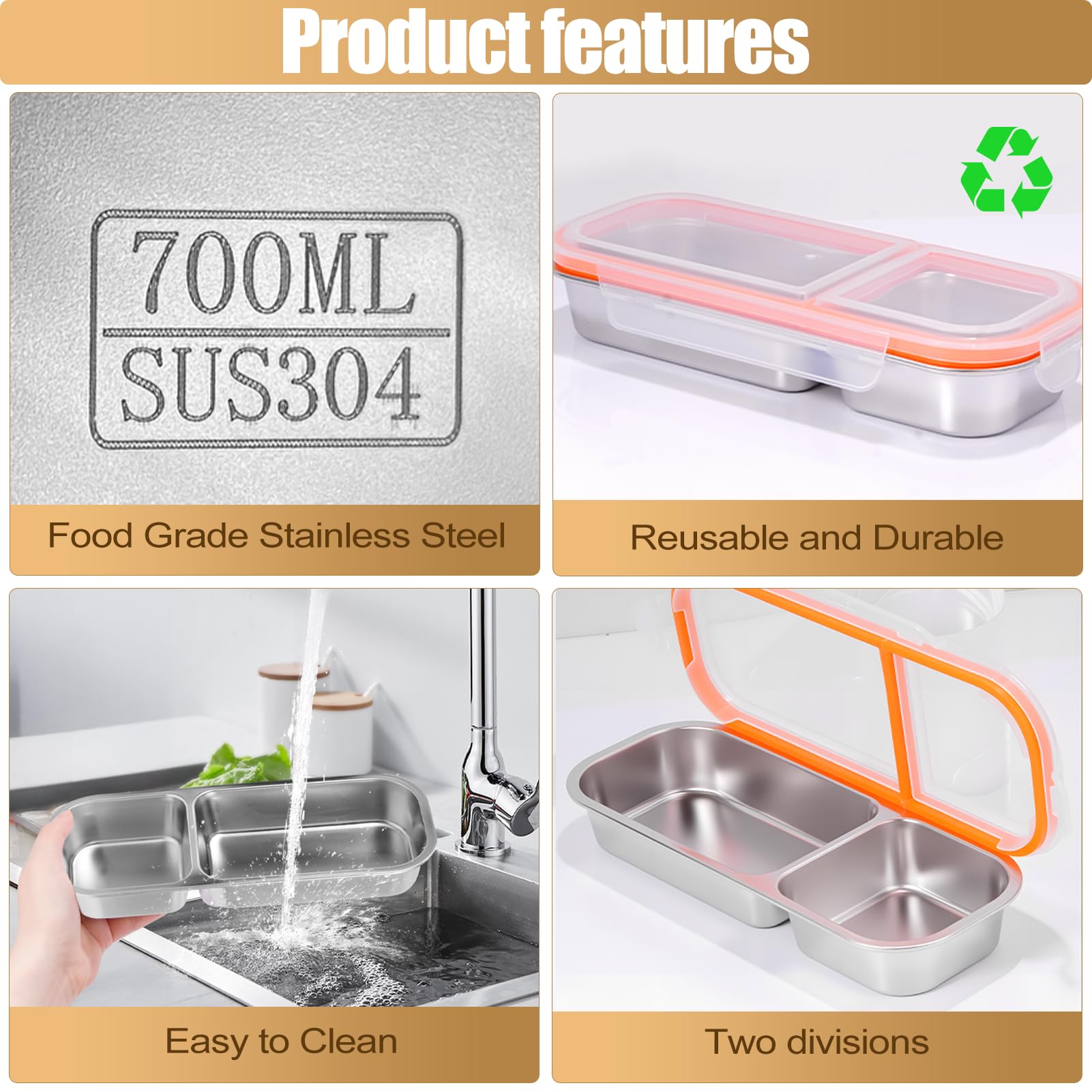 Reusable 2-Compartment Snack Containers -8
