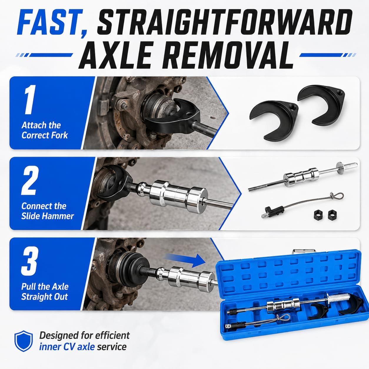 CV Axle Removal Tool Kit, 10lb Slide Hammer Puller with 48mm and 63mm Forks