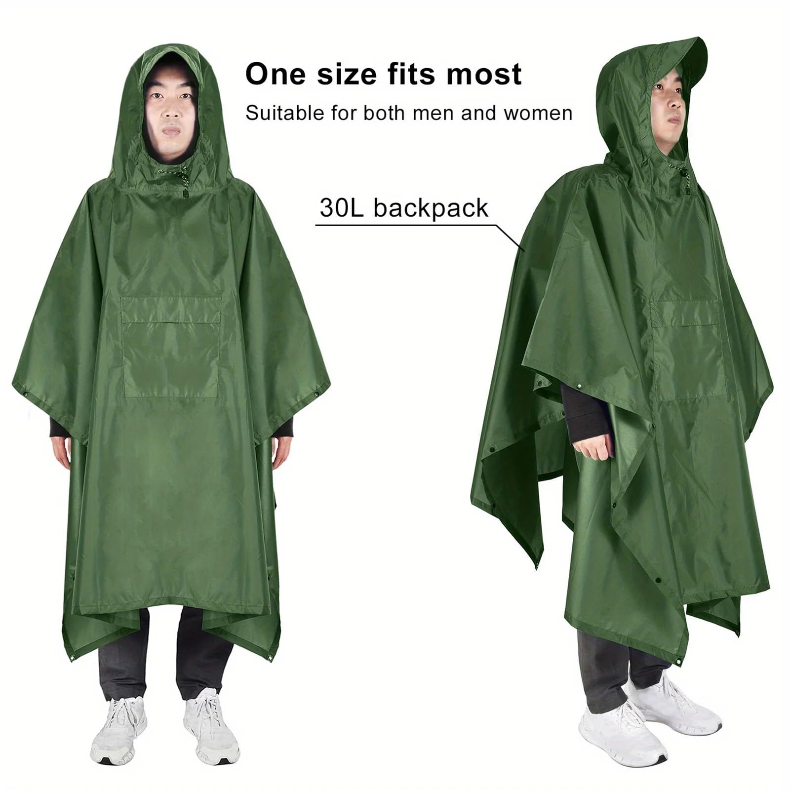 Poncho de Lluvia Poncho de Lluvia con Capucha y Bolsillo, Ligero, Impermeable, Chaqueta de Lluvia, Refugio Solar for Hombres y Mujeres, Camping, Senderismo y Viajes.