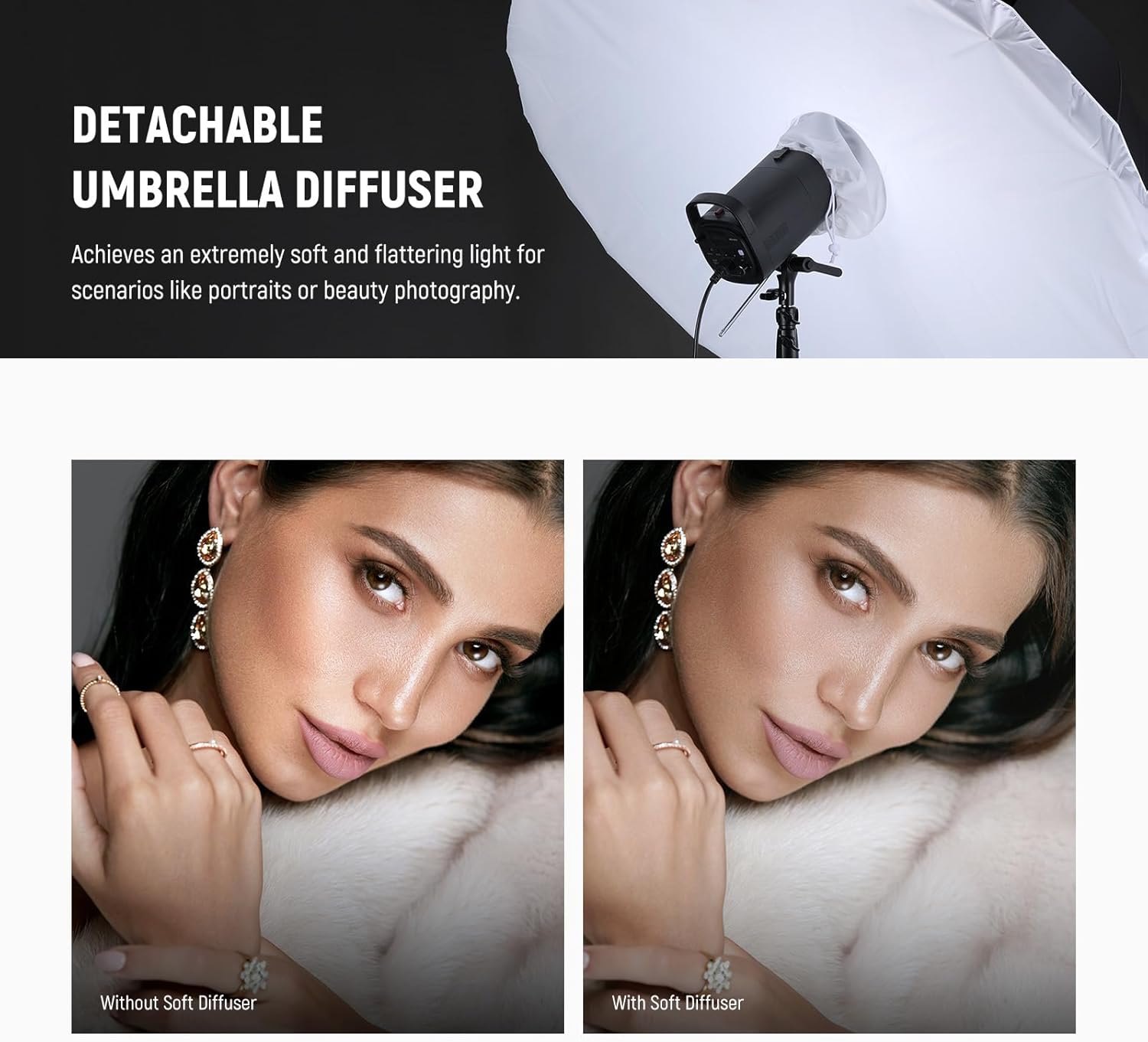 NEEWER 71"/180cm Parabolic Reflective Photography Umbrella Softbox with White Inner Diffuser Cover, Cleaning Cloth & Bag, Quick Fold for Camera Studio Tripod Video Light Monolight Flash Lighting, NS4U