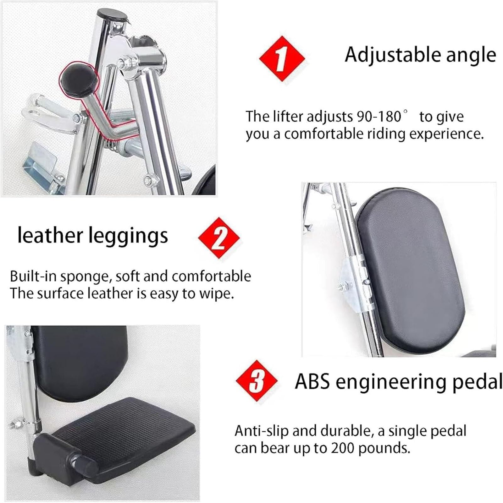 ReposapiéS Elevables para Silla Ruedas Placa Pie Compuesta, áNgulo Ajustable (90°-180°), Repuestos Universales para Silla Ruedas con Acolchado, FáCil InstalacióN y Limpieza(Left)