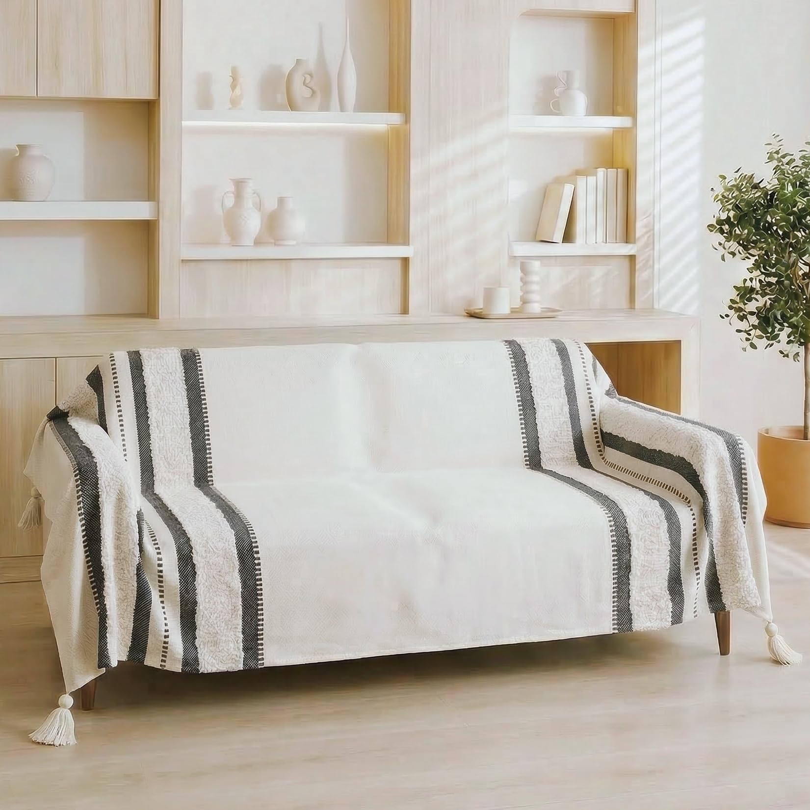 EHC Throws for Sofas Large,Blanket Sofa throw, Throws for beds Double Settee Sofa Bed Cover, 150 x 200 cm, Black
