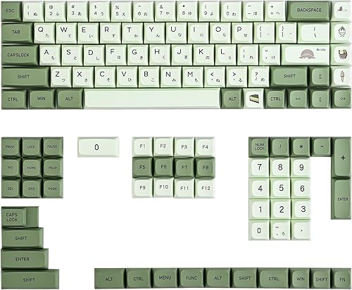 Juego de teclas Matcha PBT de 122 teclas verdes para juegos, juego de teclas japonesas de perfil XDA Dye-Sub ANSI Layout para teclado Cherry MX