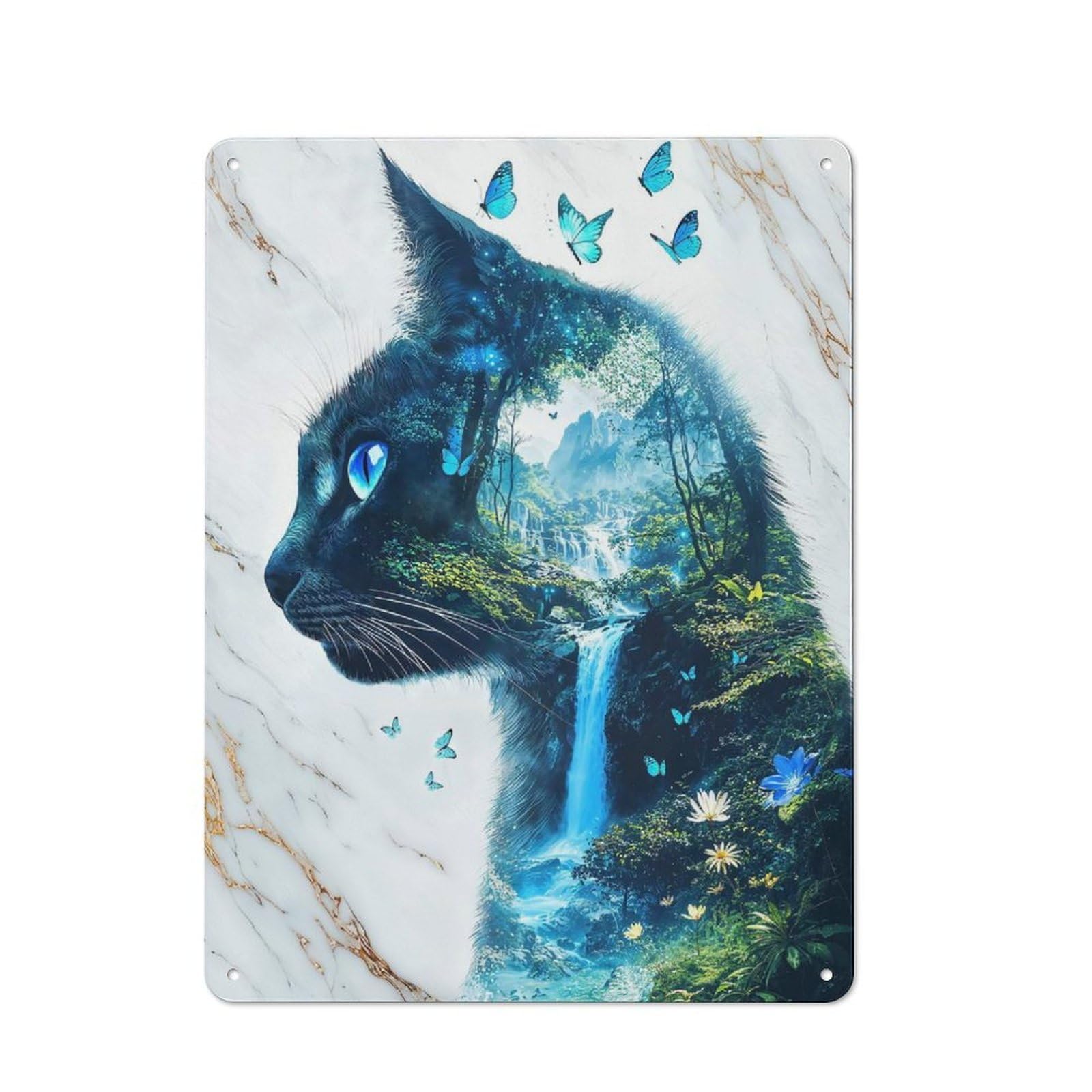 Junmoney Feline Fantasy Metal Sign 40X30cm With For Workshop Wall, Vintage Decor, A Decorative Christmas Gift For Metal Sign Collectors