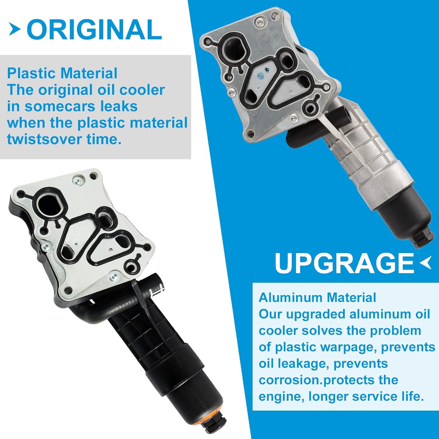 Engine Oil Cooler Filter Housing Silver Compatile with Mercedes Benz M271 W204 C250 R172 SLK250 2012 2013 2014 2015