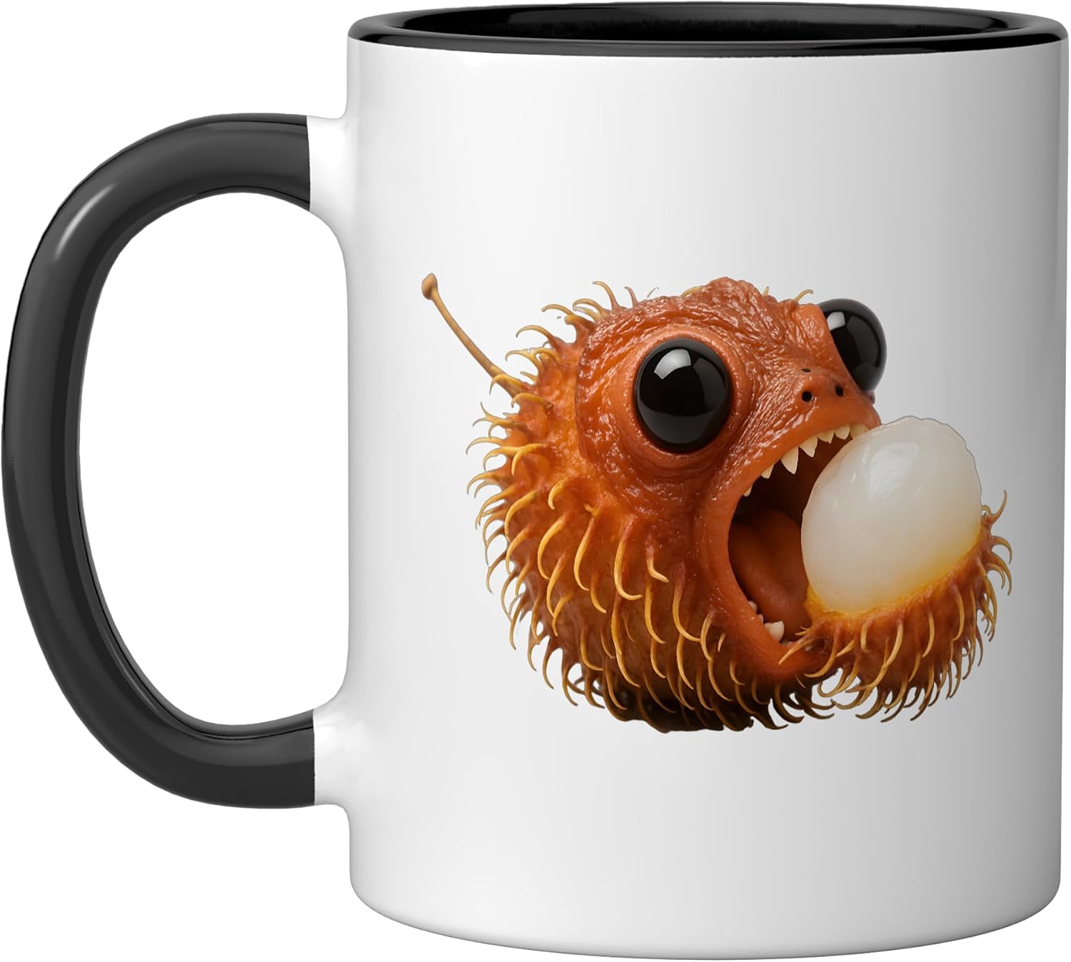 Niche Fruits Lychee Meme Brainrot Viral Fruit Italian Ceramic Mug, Red/White, 15oz image 4