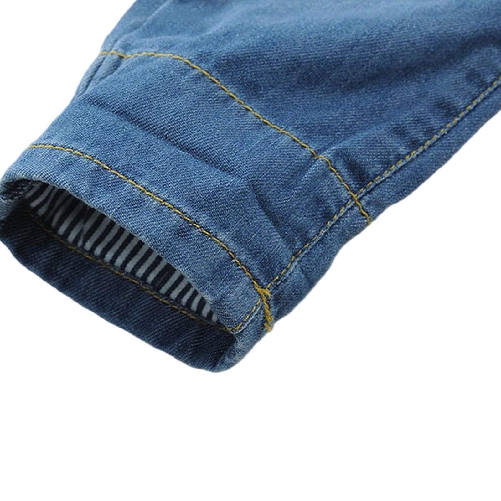Genérico Pantalones Deportivos Niño Pantalones Vaqueros Rectos Lavados de Cintura Media Elásticos para Niño Pequeño Diseño con Bolsillos y Dobladillo a