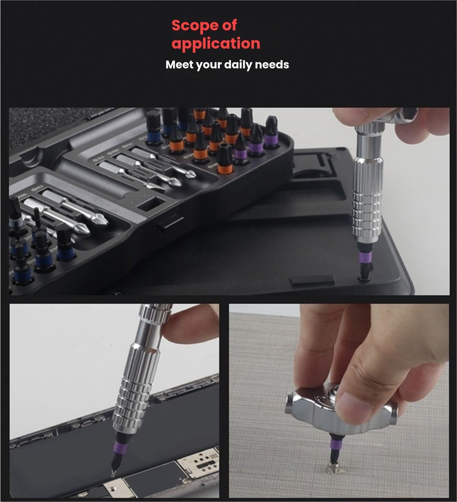 Magnetic Ratchet Screwdriver Set 40-in-1 DIY Tool Kit with Detachable T-Handle Interchangeable Bits Multipurpose Precision Repair Tool for Computer Furniture Electronics Bicycle Home Assembly