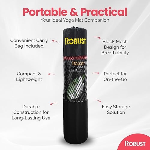 Miniatura 6 de Robust Tapete de yoga antideslizante con correa, tapete de entrenamiento ecológico de TPE de 14 de pulgada de grosor para yoga con líneas de