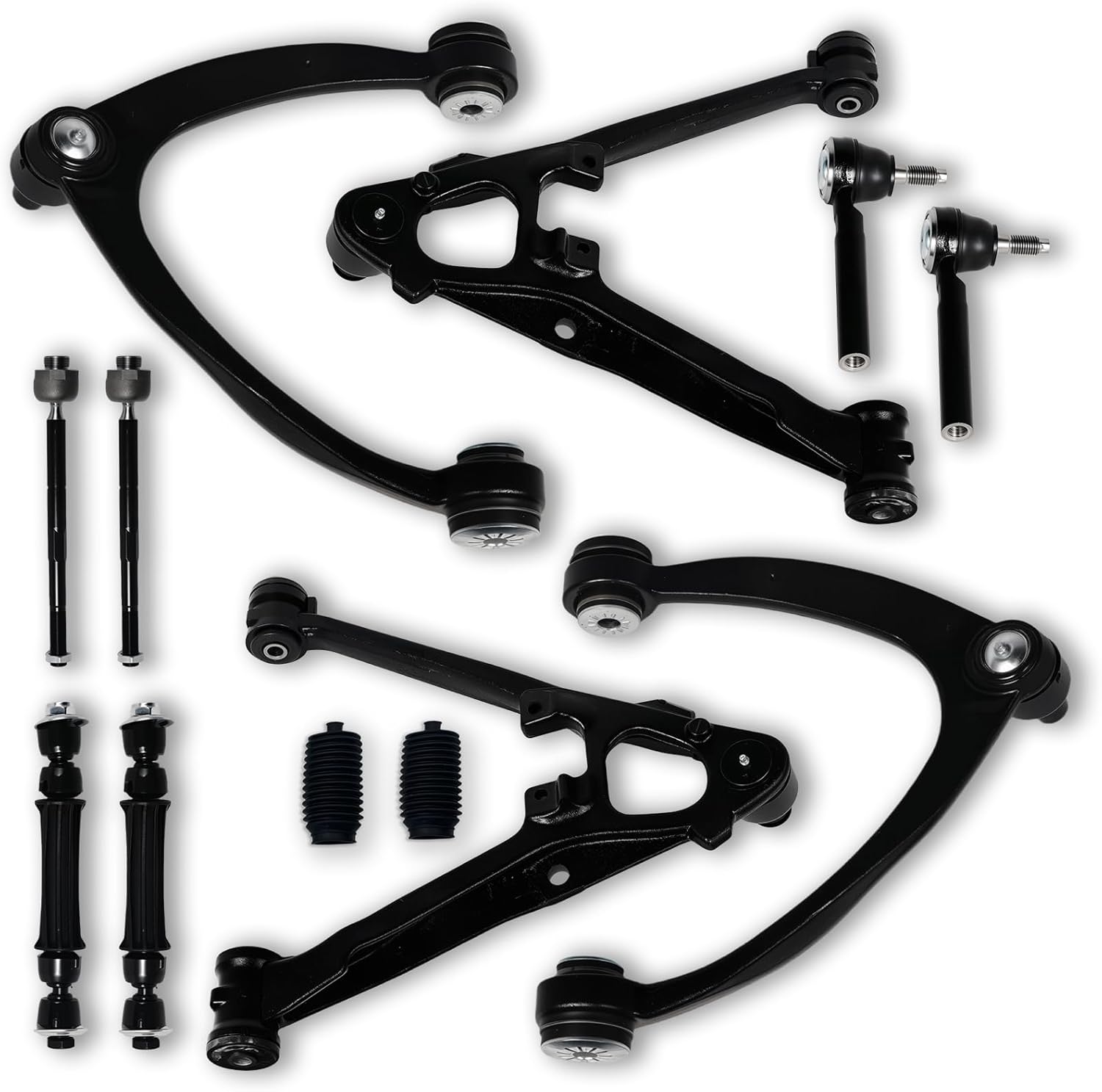 12Pcs Front Upper Lower Control Arm Sway Bar Link Tie Rod for Cadillac Escalade ESV/EXT, for Chevrolet SILVERADO1500 Avalanche Suburban 1500 Tahoe, for GMC Yukon XL Sierra 1500 K80669 K620888