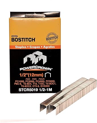 BOSTITCH STCR50191/2-1M 1/2-Inch by 7/16-Inch Heavy-Duty PowerCrown Staple (1,000 per Box)