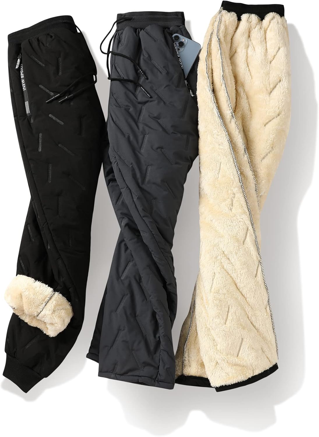 Mens Winter Warm Sweatpants Fleece Sherpa Lined Track Pants Active Thermal Joggers with Zipper Pockets - Image 9