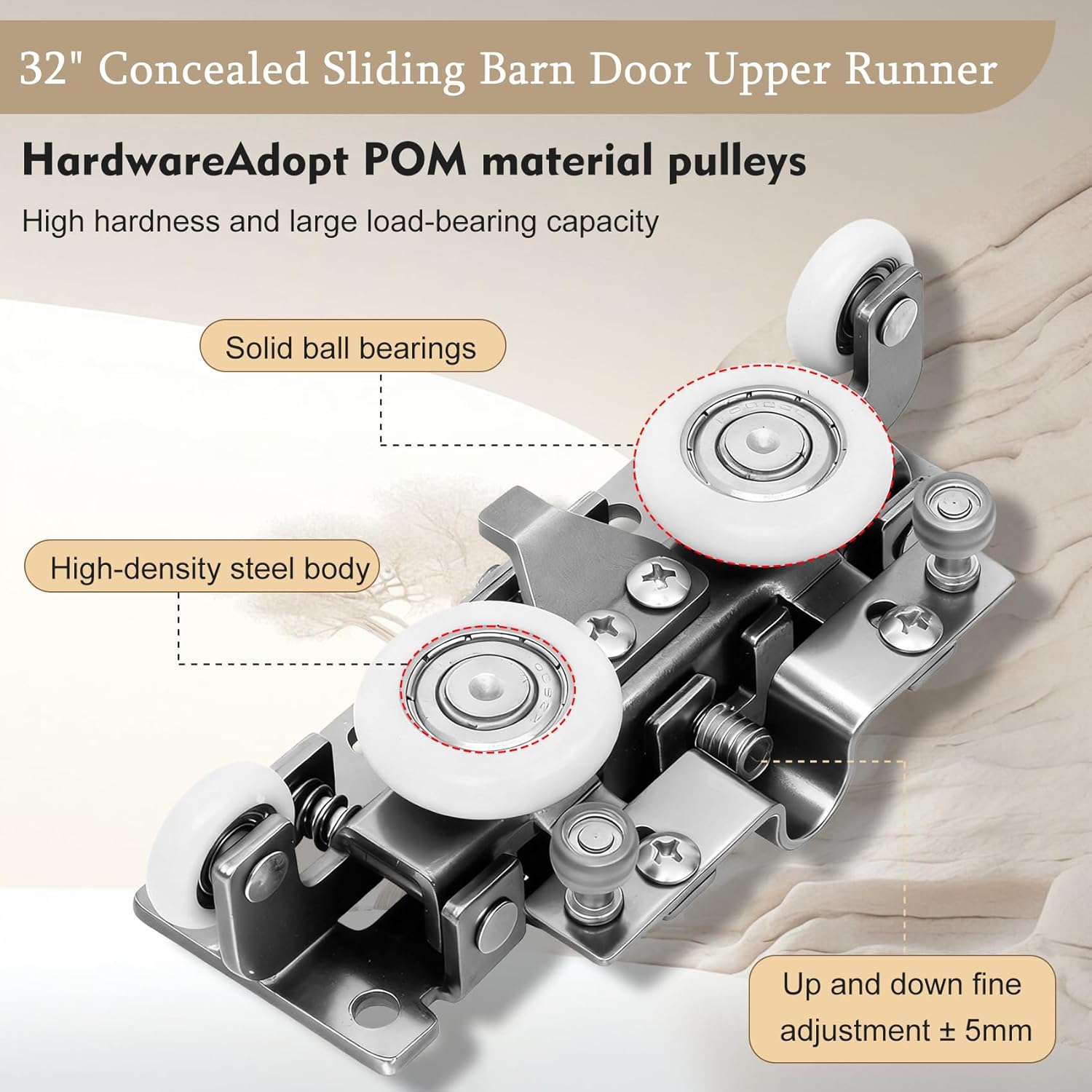 32" Concealed Sliding Barn Door Hardware Kit with Soft Close Mechanism for 24"-28" Passage Opening, Hidden Sliding Door Hardware, Floating Wall Mounted (NO Door)