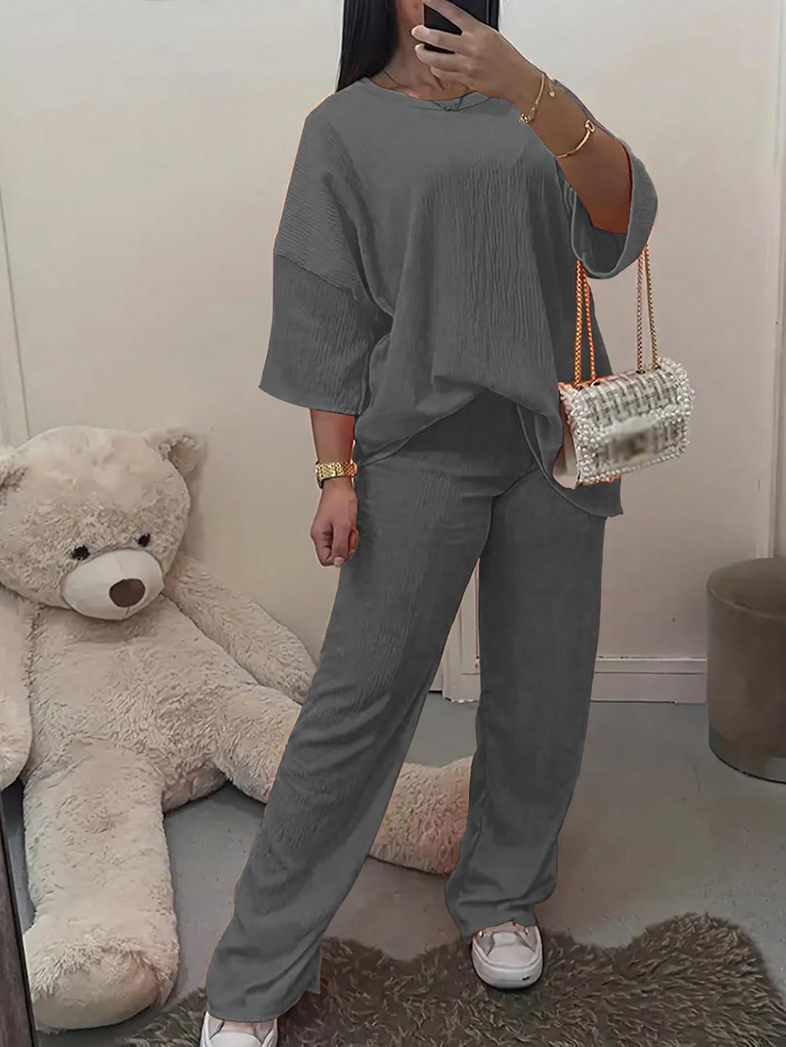 Nimsruc Two Piece Sets for Women Lounge Set Matching Sweat suit