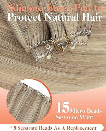 Miniatura 4 de Sunny Hair Extensiones de cabello humano con micro trama, extensiones de cabello humano rubio con micro tramas, extensiones de cabello real rubio