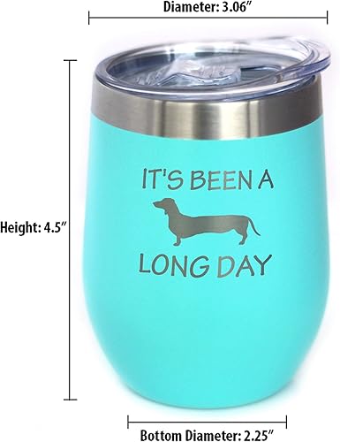 Miniatura 5 de Been a Long Day - Vaso de vino de perro salchicha con tapa deslizante - Taza aislada de acero inoxidable sin tallo, bonita taza divertida para