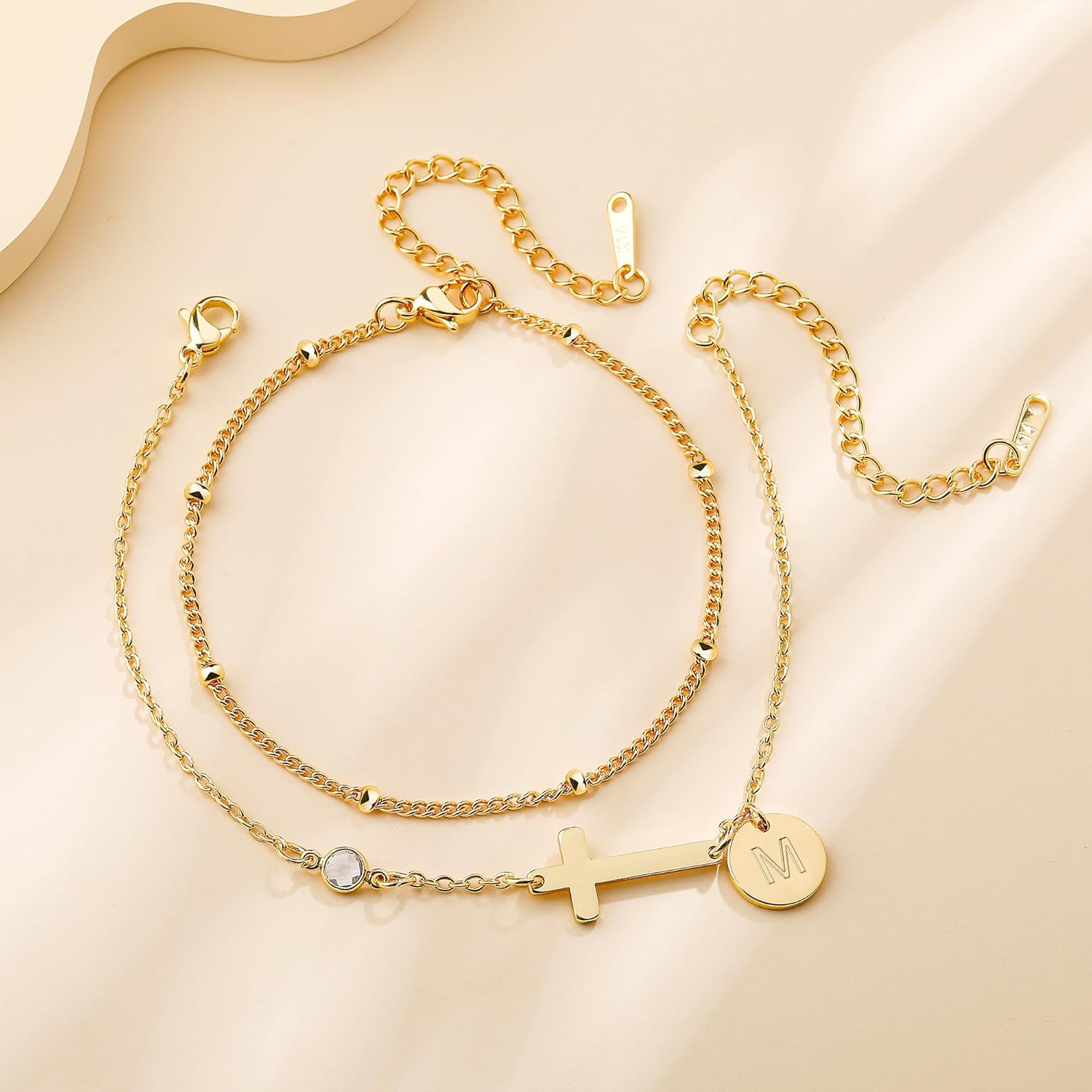 Ritach Cross Bracelets for Women Dainty Gold Plated Letter Initial Cross Bracelets for Women Trendy Personalized Letter Bracelet Birthday Gifts for Her - Image 7