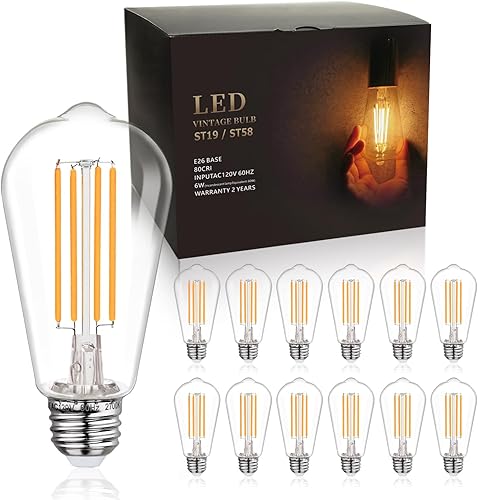 BORT ST58ST19 - Bombillas LED Edison vintage, blanco cálido 2700 K, bombillas Edison regulables de 6 W, equivalente a 60 W, 700 LM, bombilla LED de disponible en Yaxa Costa Rica