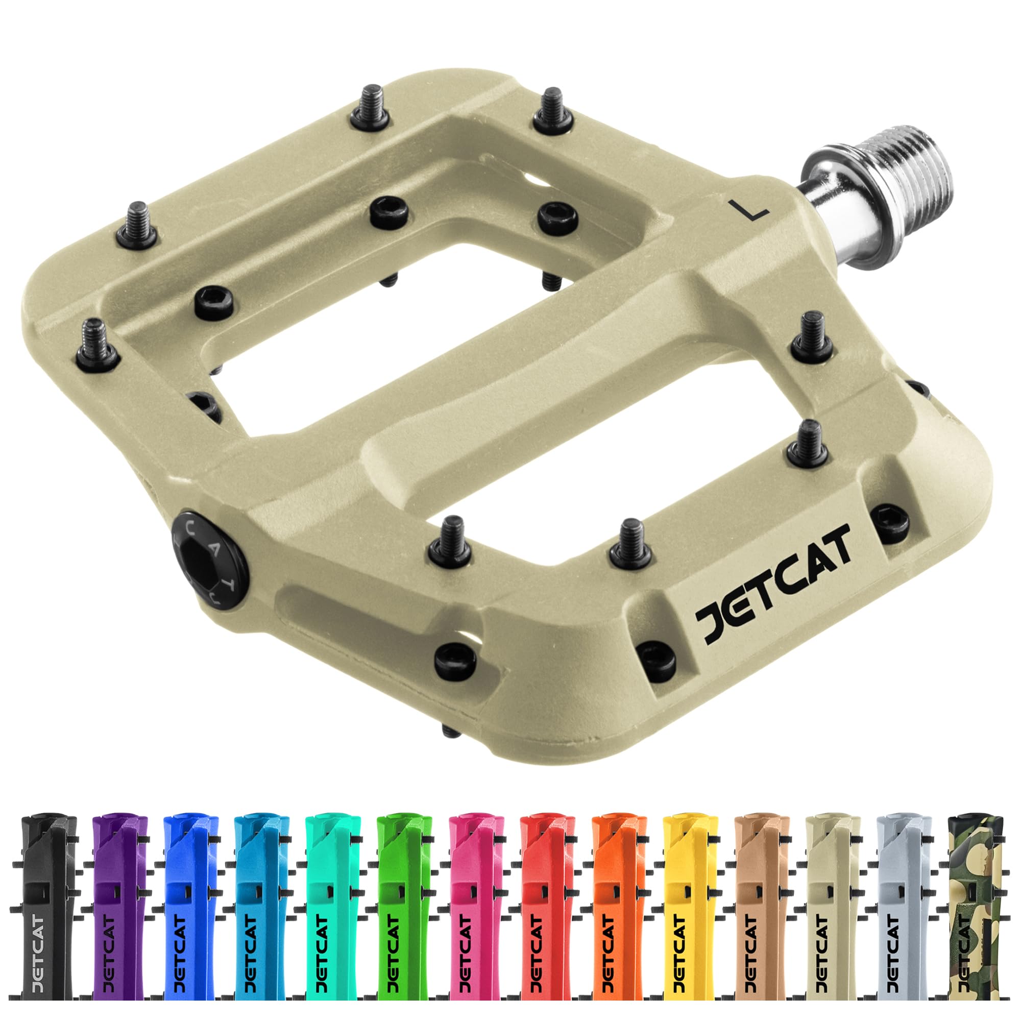 JETCAT Mountain Bike Pedals Flat - MTB Pedals Flat, Bicycle Pedals for BMX/MTN/Road/Gravel/EBike, BMX Pedals, Platform Pedals, Adults & Kids Bike Replacement