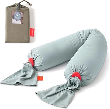 bbhugme Adjustable Pregnancy Pillow with Eucalyptus Cover & Extra Dusty Olive Cover - Full Body Support for Pregnant Women