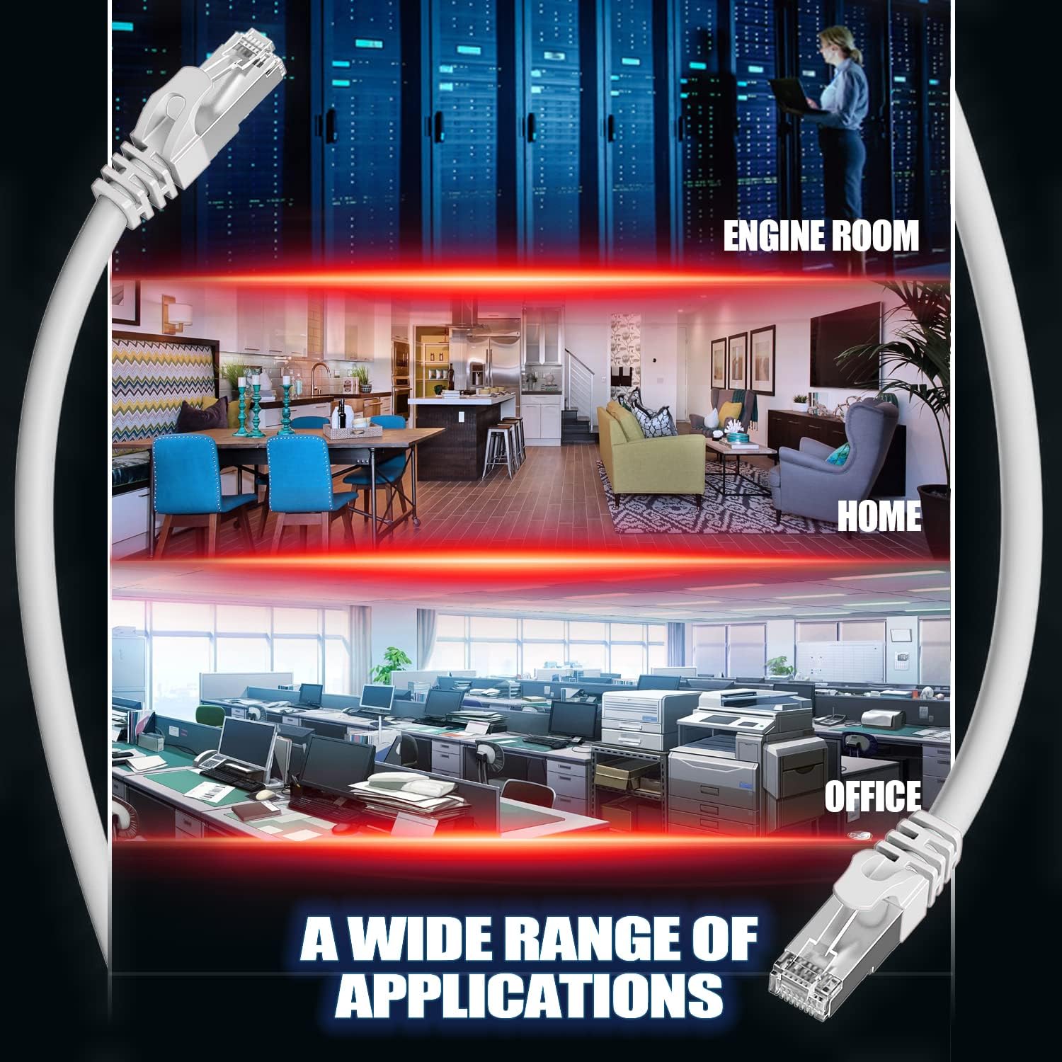 Soibke Cable Ethernet 8 Metros, Cable de Red Cat 7 Blindado S/FTP Gigabit Cables RJ45 24AWG Cables LAN Blanco Impermeabilización Cabl Red 8 Metros Exteriores 10Gbit/s 600MHz Alta Velocidad Para Moedm