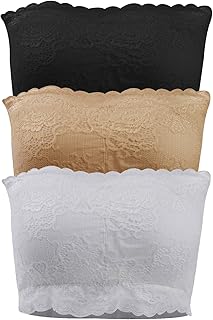 Ristake Strapless Bandeau Bra Womens Padded Bralette Seamless Stretchy Crop Tube Top Wire Free Bra 3 Pack