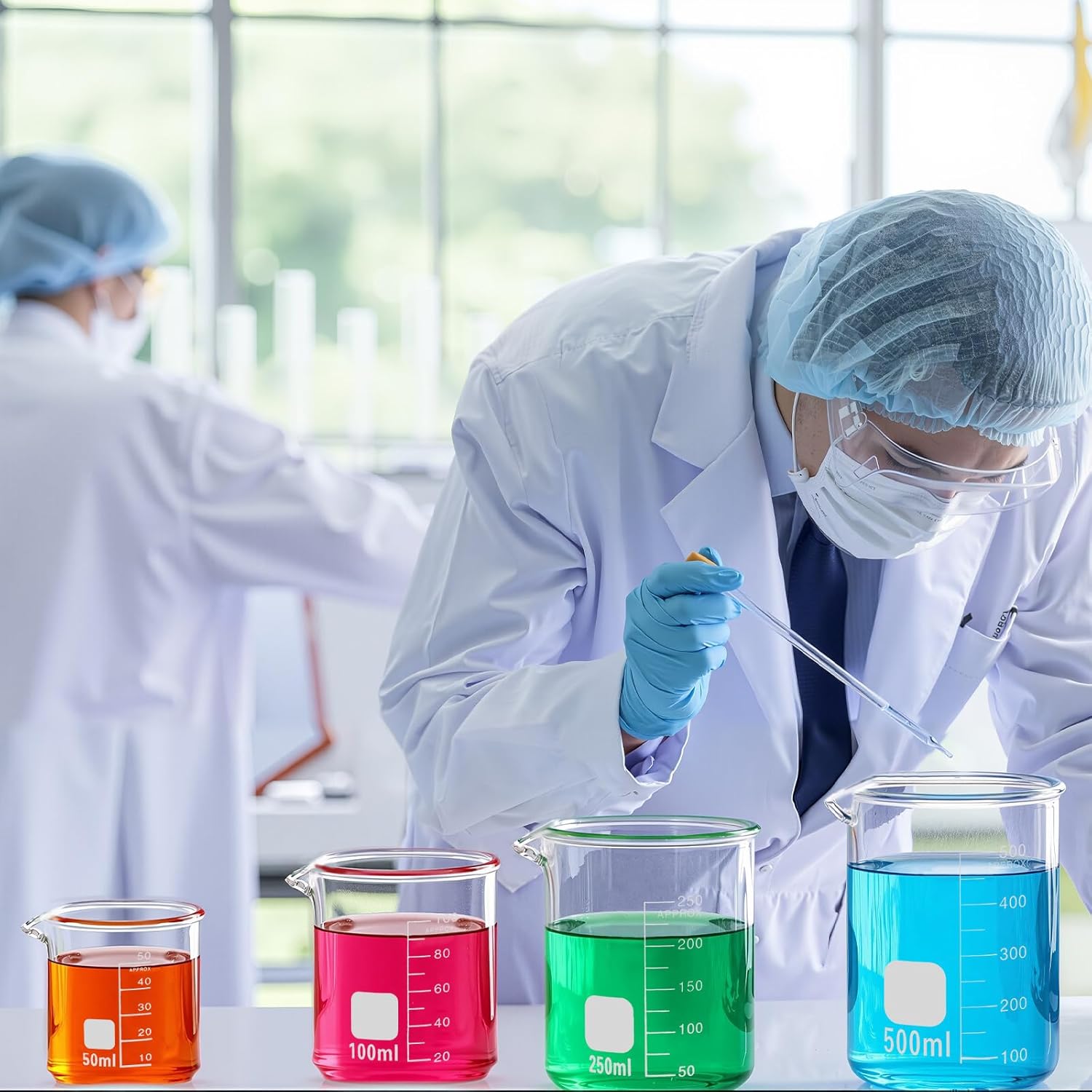 Jetec 5 Pieces Borosilicate Glass Lab Beaker with Stirring Rod, 4 Sizes of 50/100/250/500 ml Thick Glass Beakers for Science Lab Chemistry Supplies - Image 5